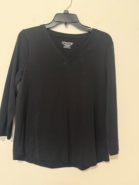 Chicos Black 3/4 sleeve Tee, size 1 (8)